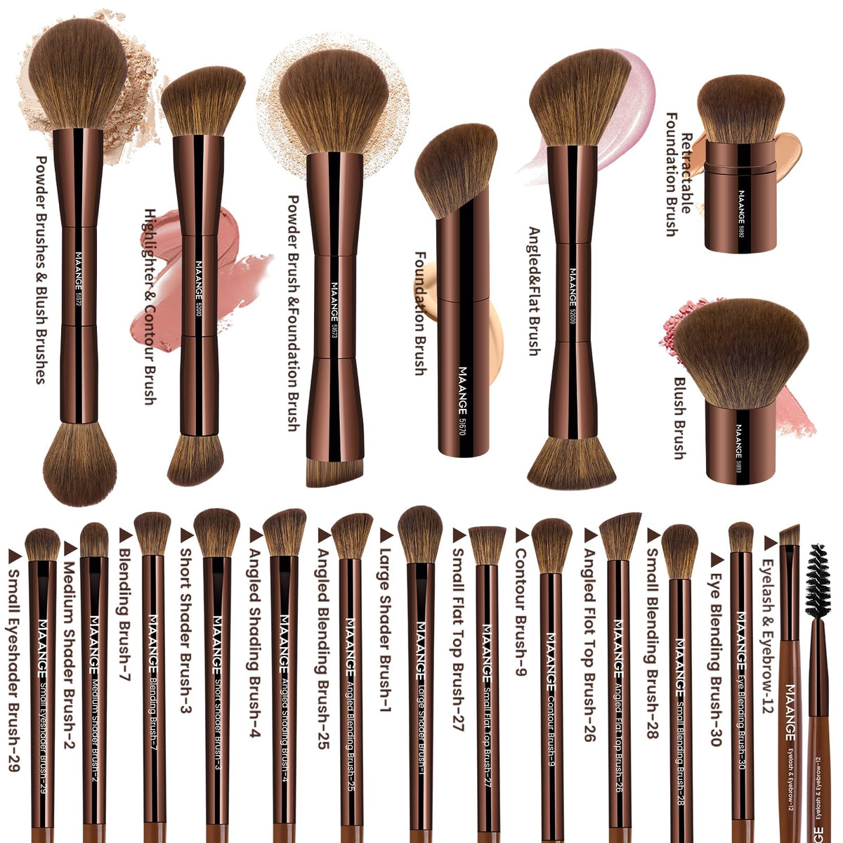 MAANGE foundation brushes in dark brown