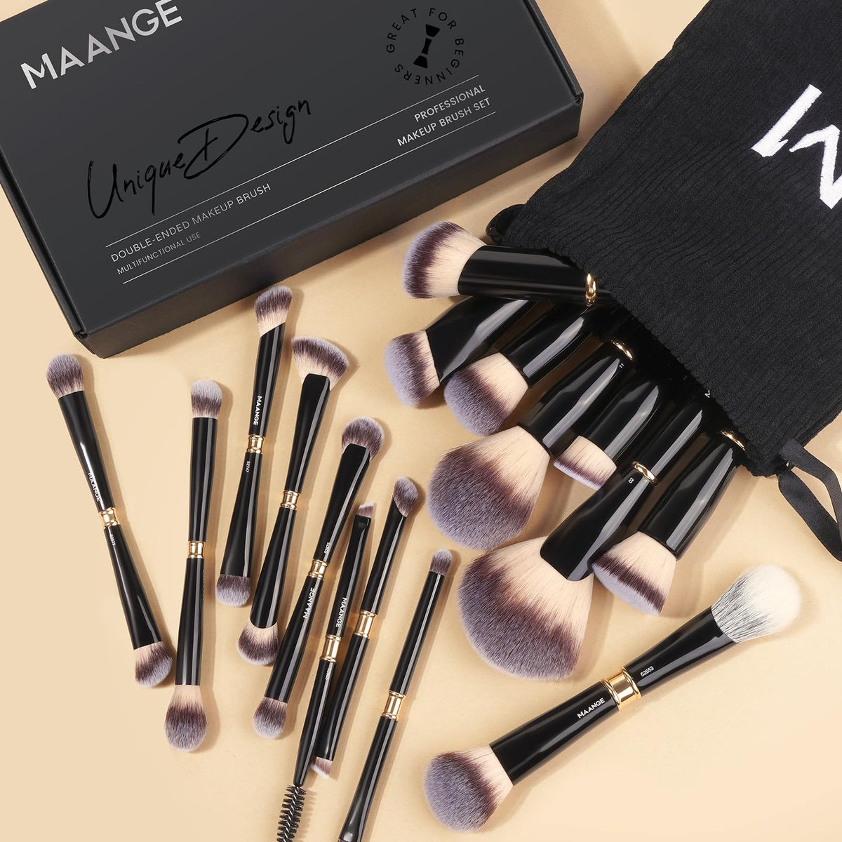 MAANGE Makeup Brushes 8 dual-ended eye brushes overview