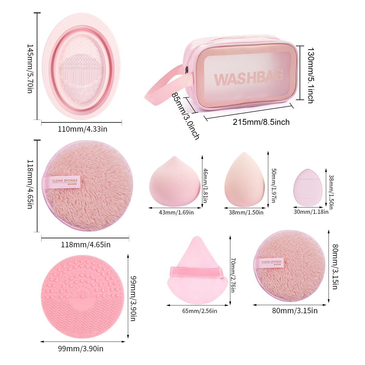 MAANGE triangle powder puffs and cleaning mat