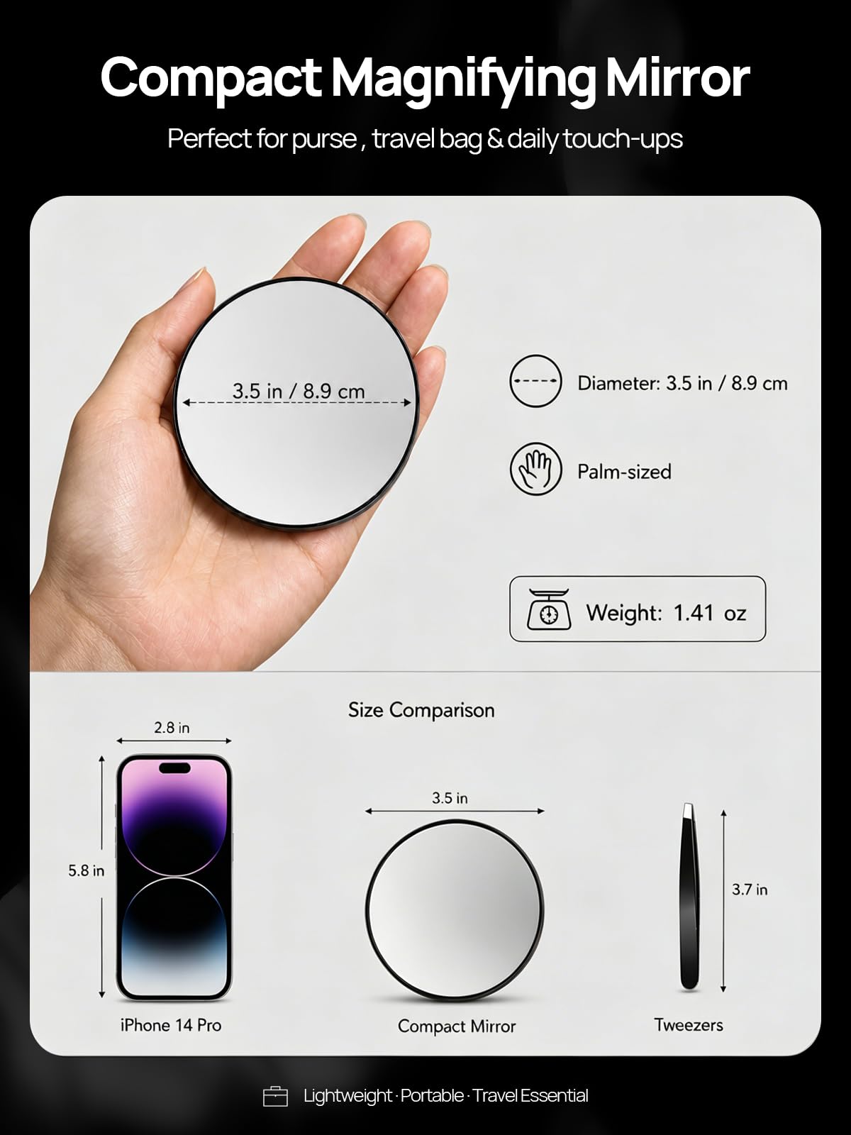 Macaki magnifying mirror set showing 10X, 20X, and 30X mirrors