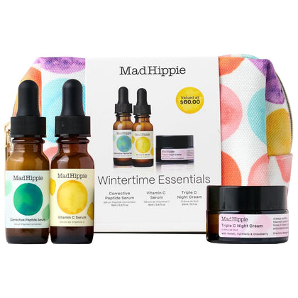 Mad Hippie Wintertime Essentials Skin Care Kit in recycled cosmetics bag