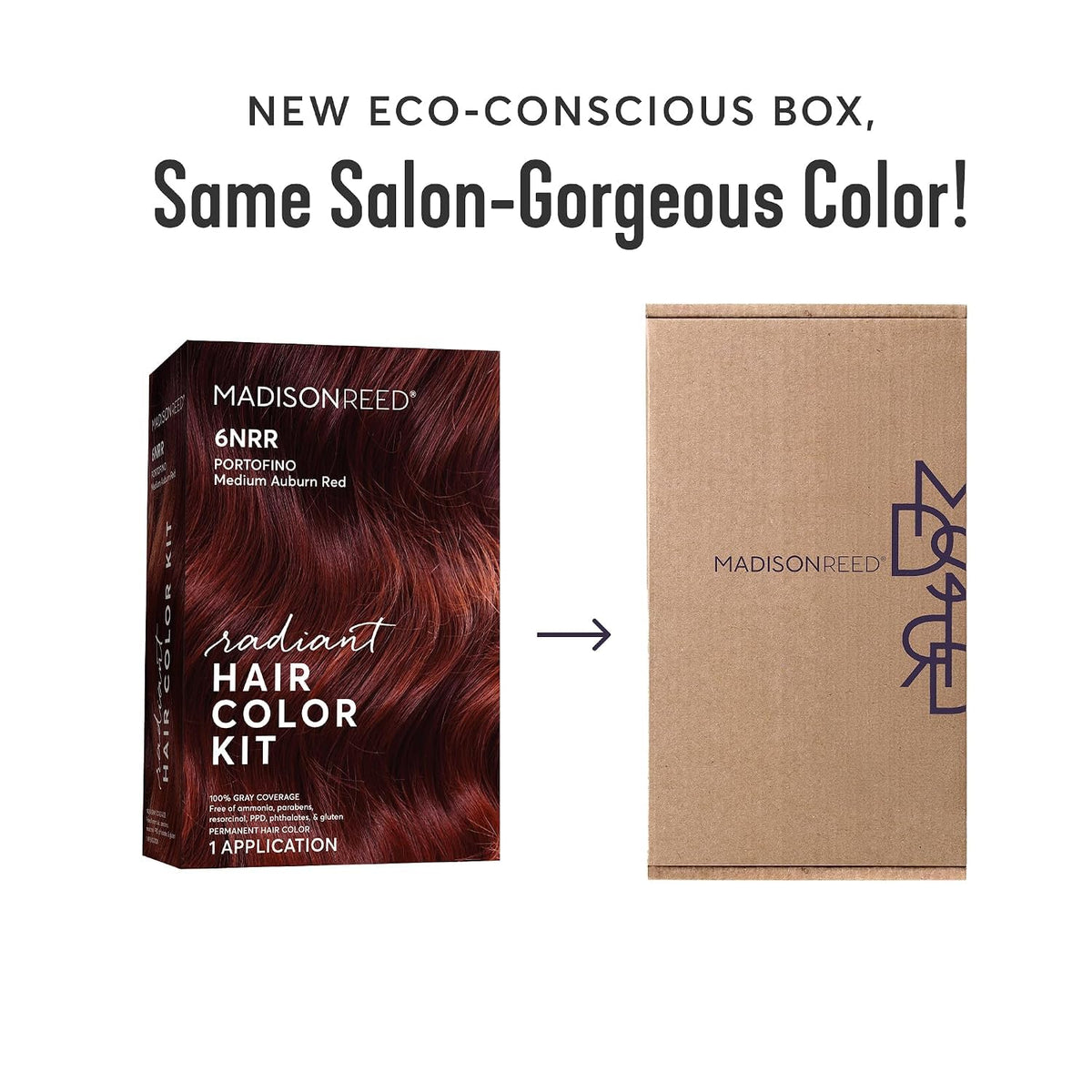 Madison Reed Radiant Hair Color Kit with ingredients list on display