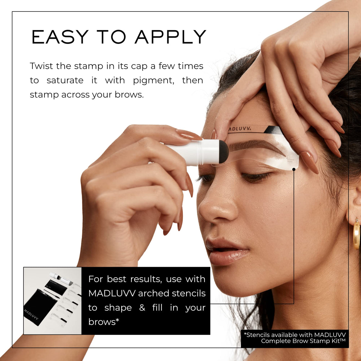 MADLUVV Brow Stamp Refill Medium Brown application process