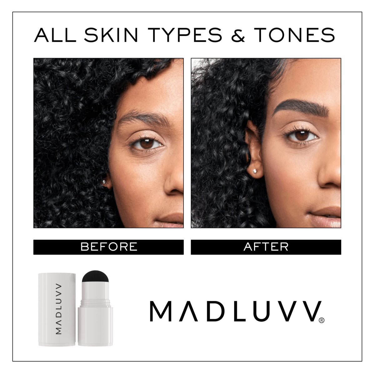 MADLUVV Brow Stamp Refill Nearly Black with swatch on skin