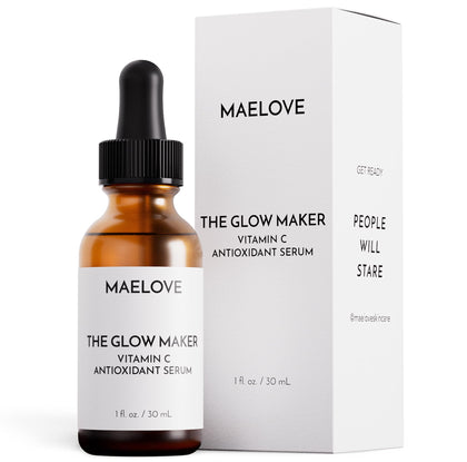 MAELOVE Glow Maker Vitamin C Serum front view with packaging