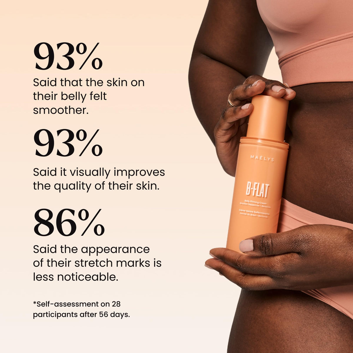 MAËLYS B-FLAT Belly Firming Cream on a vanity table