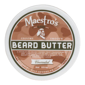 Maestro's Classic Beard Butter 4oz front view with clear label