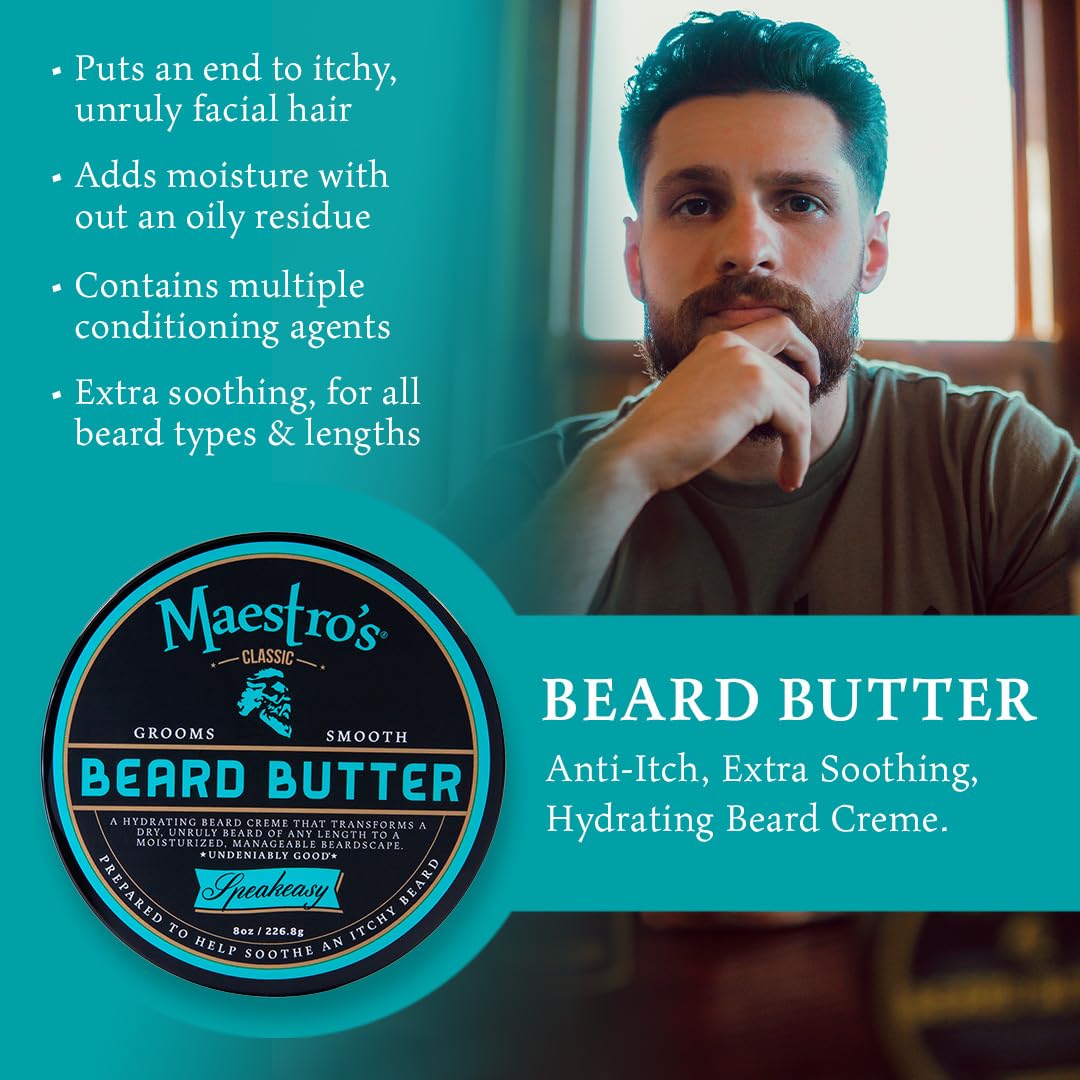 Maestro's Classic Beard Butter application on beard