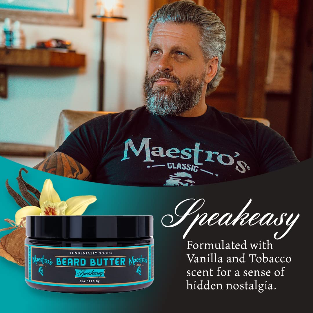 Maestro's Classic Beard Butter Speakeasy Blend 4oz packaging