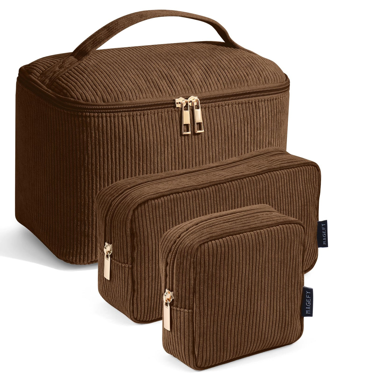 MAGEFY cosmetic bags displayed with beauty products