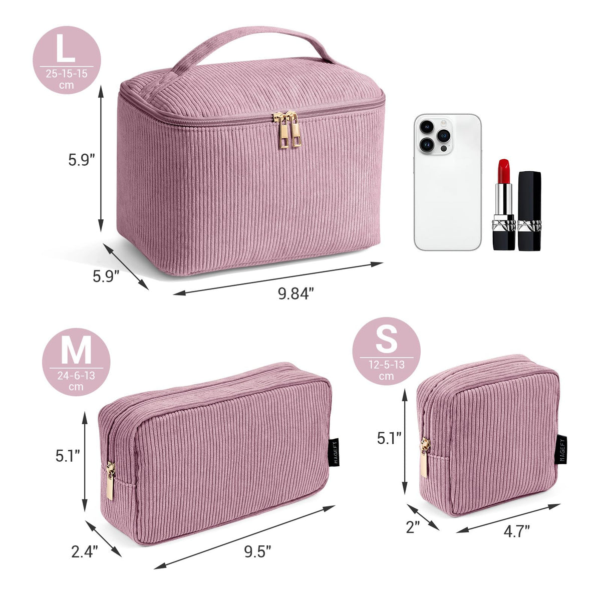 MAGEFY large makeup bag with zipper and handle