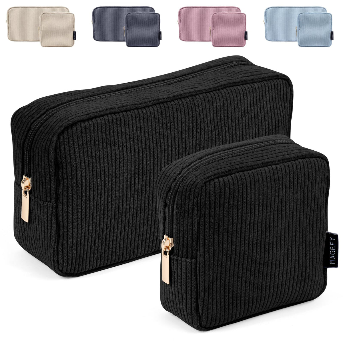 MAGEFY Makeup Bag large size front view in black