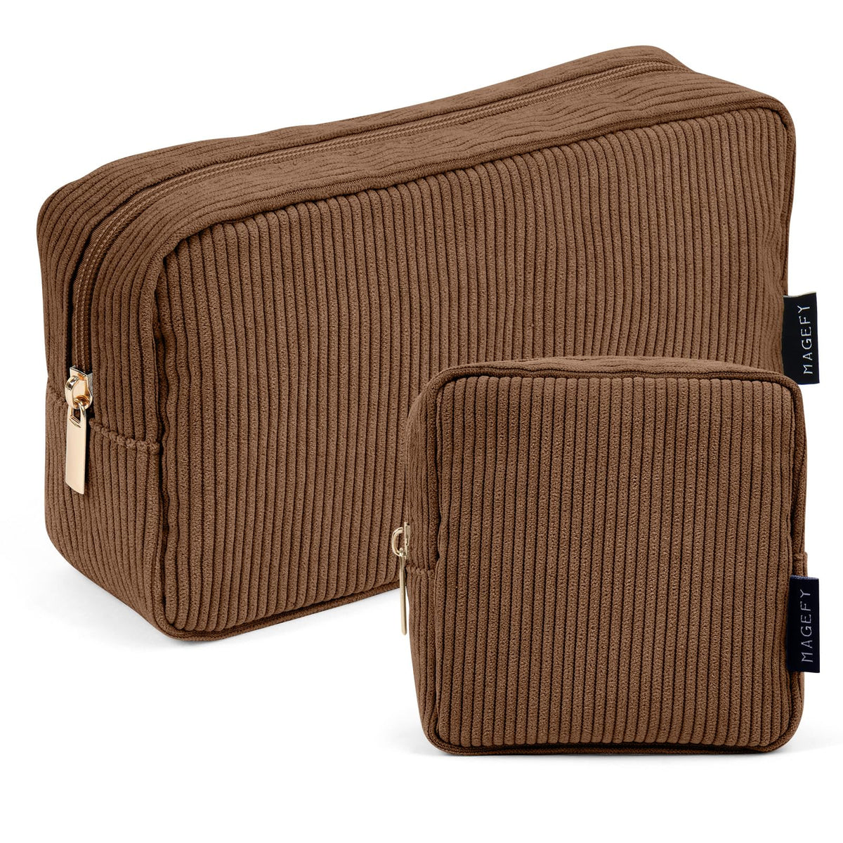 MAGEFY Makeup Bag Set front view in brown colour