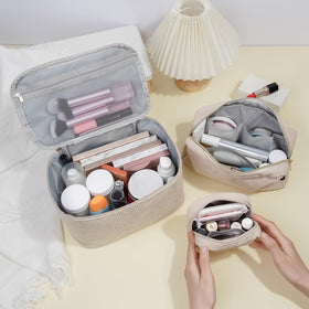 MAGEFY Makeup Bag Set in a travel setting