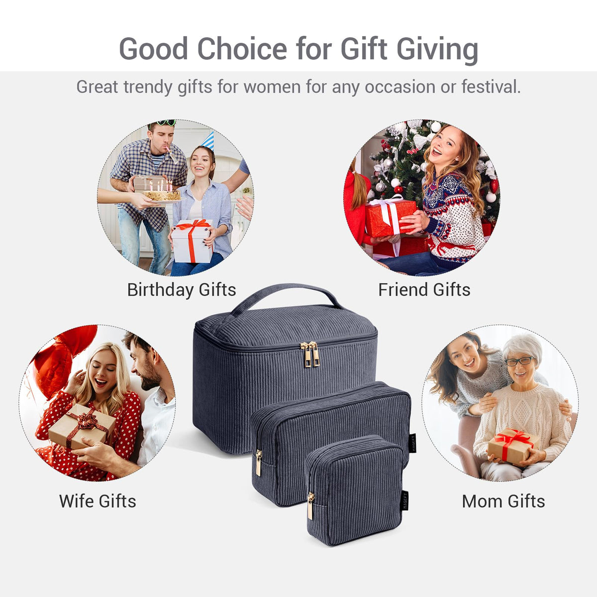 MAGEFY Makeup Bag Set showing all three sizes
