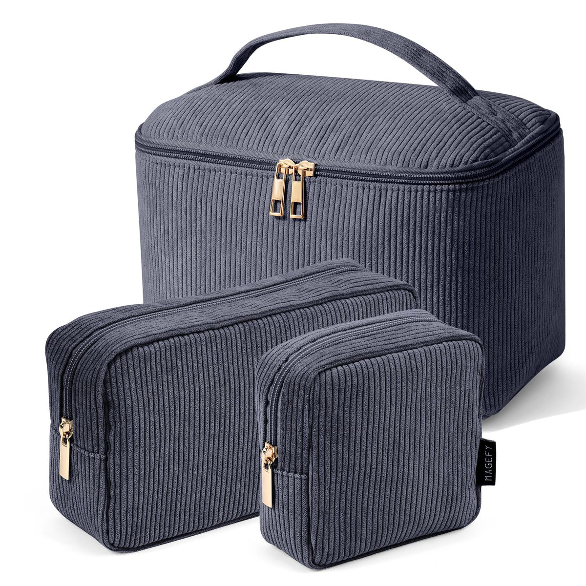 MAGEFY Makeup Bag Set with three bags in grey colour