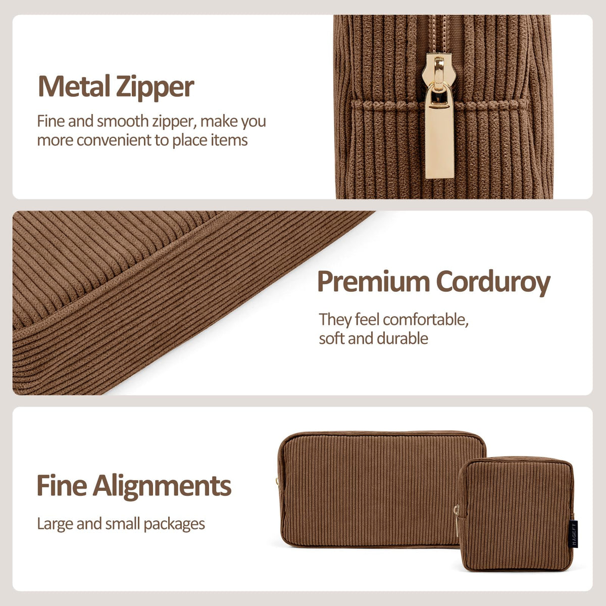 MAGEFY small cube makeup bag displayed in brown