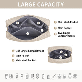 MAGEFY Small Makeup Bag beige side view