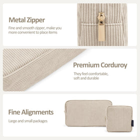 MAGEFY Small Makeup Bag beige with cosmetics