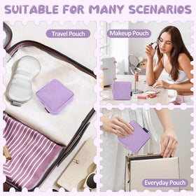 MAGEFY Small Makeup Bag purple with gold zippers