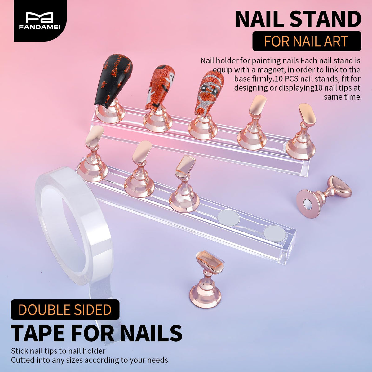 Magnetic nail stands for holding nail tips