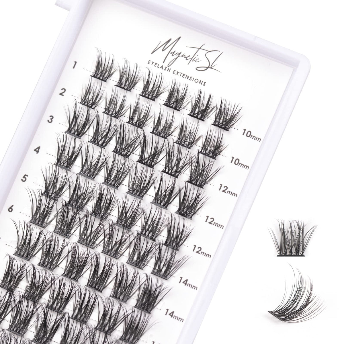 Magnetic SL Cluster Lashes tray with 72 individual lashes