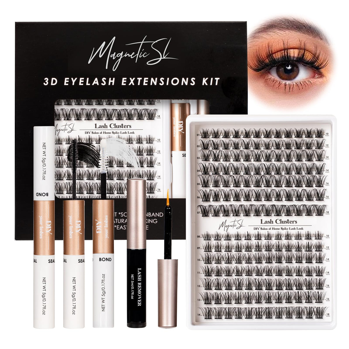 Magnetic SL Lash Clusters 168pcs Manga Extension Kit front view