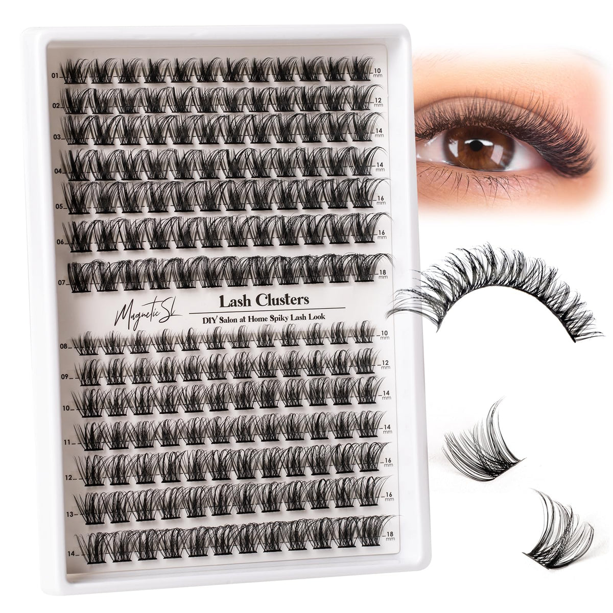 Magnetic SL Lash Clusters displayed with beauty tools