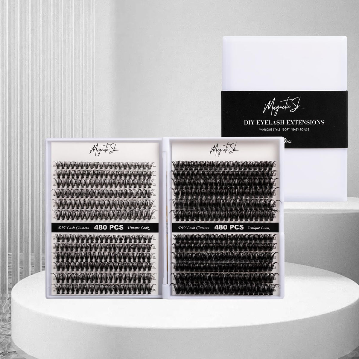 Magnetic SL Lash Clusters displayed with Lash Extension Book