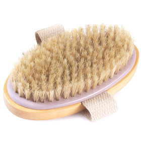 MainBasics Dry Brushing Body Brush held in hand for easy use