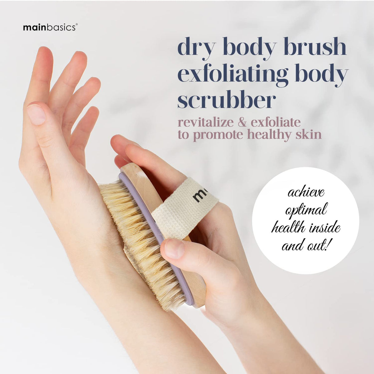 MainBasics Dry Brushing Body Brush side view showcasing ergonomic design