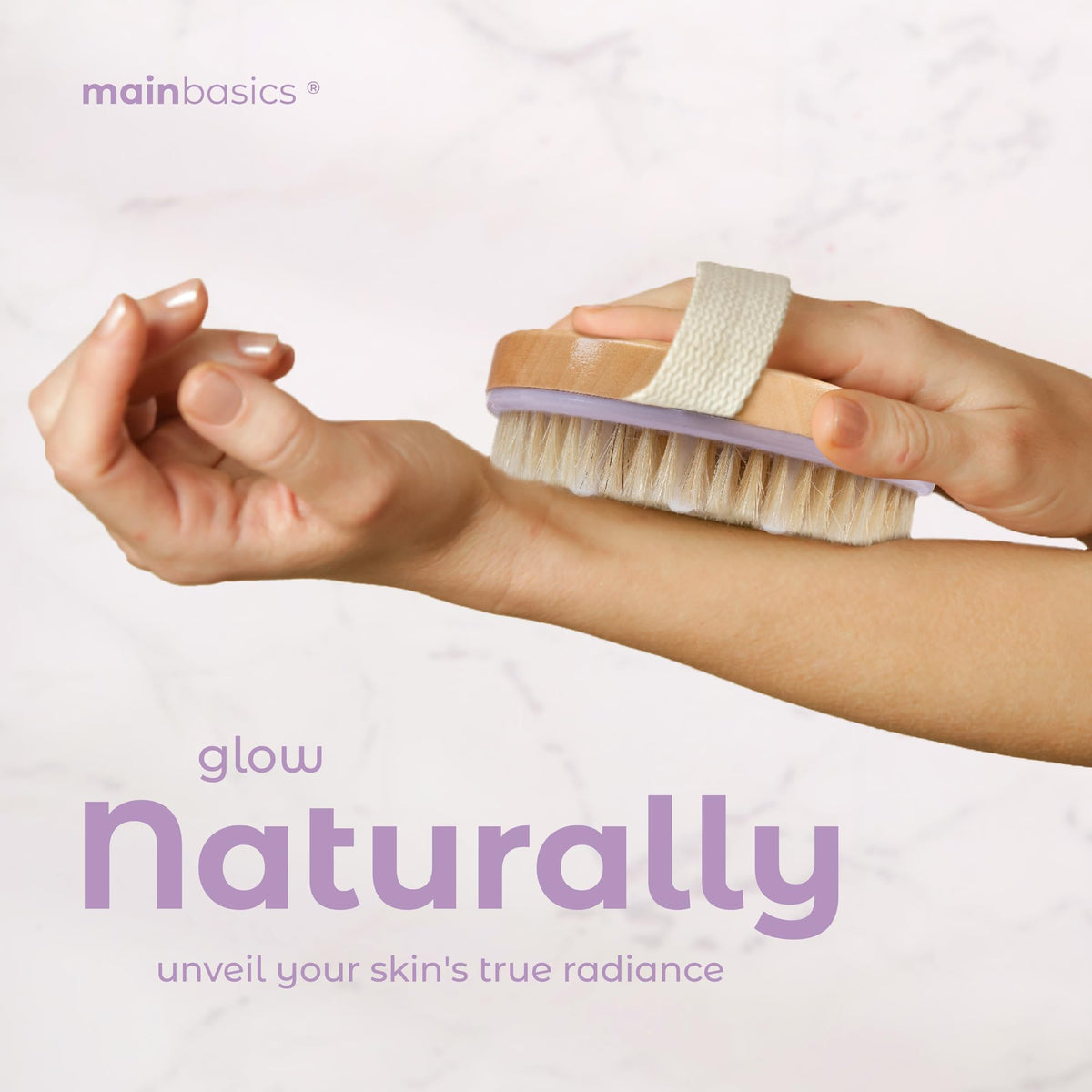 MainBasics Dry Brushing Body Brush with rubber massage nodes
