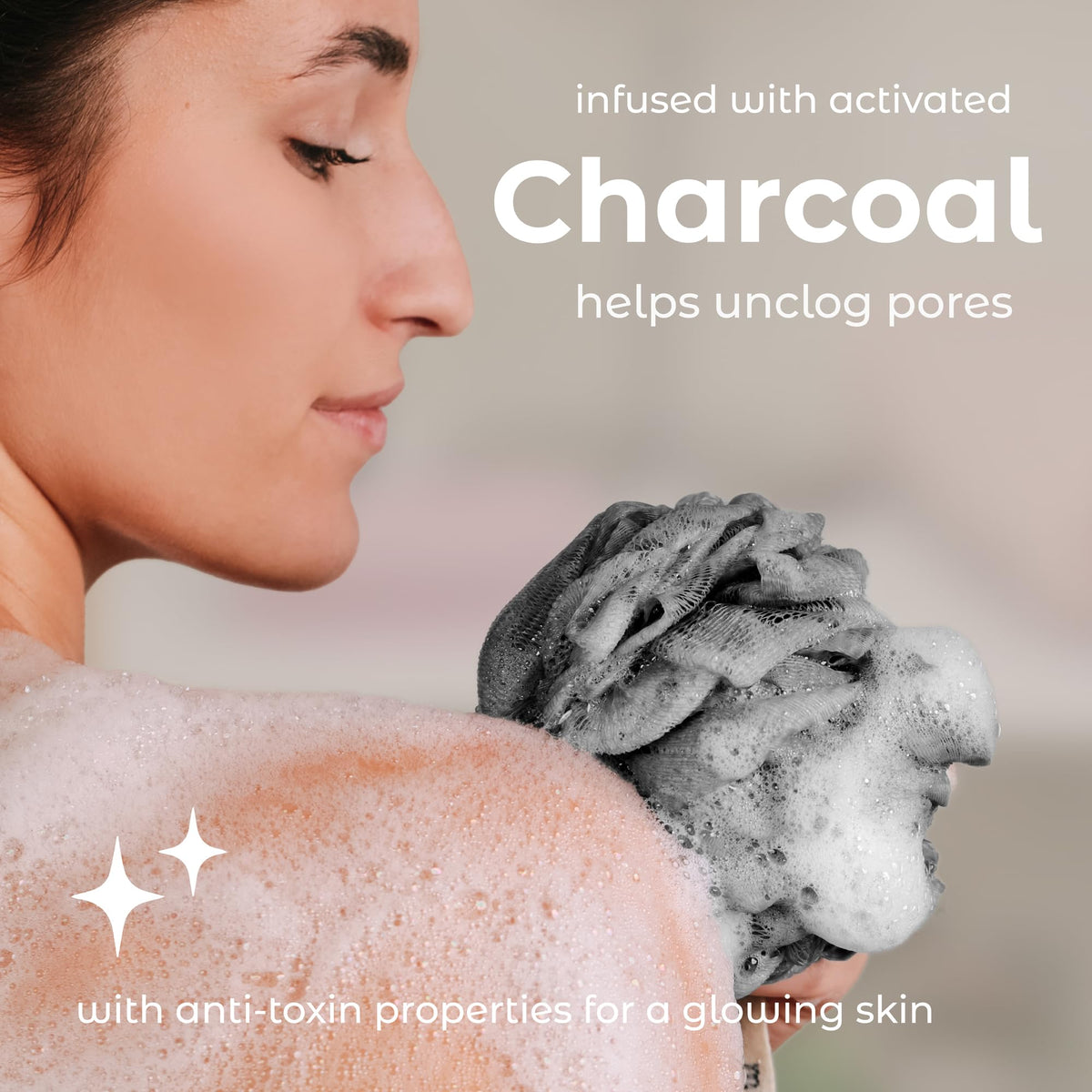 MainBasics Loofah Sponge in a shower setting