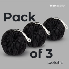 MainBasics loofahs showing rich lather with body wash