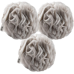 MainBasics Shower Loofah Sponge Pouf Set of 3 in Totally Taupe front view