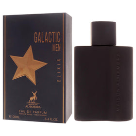 Maison Alhambra Galatic Elixir bottle with cap on a wooden surface
