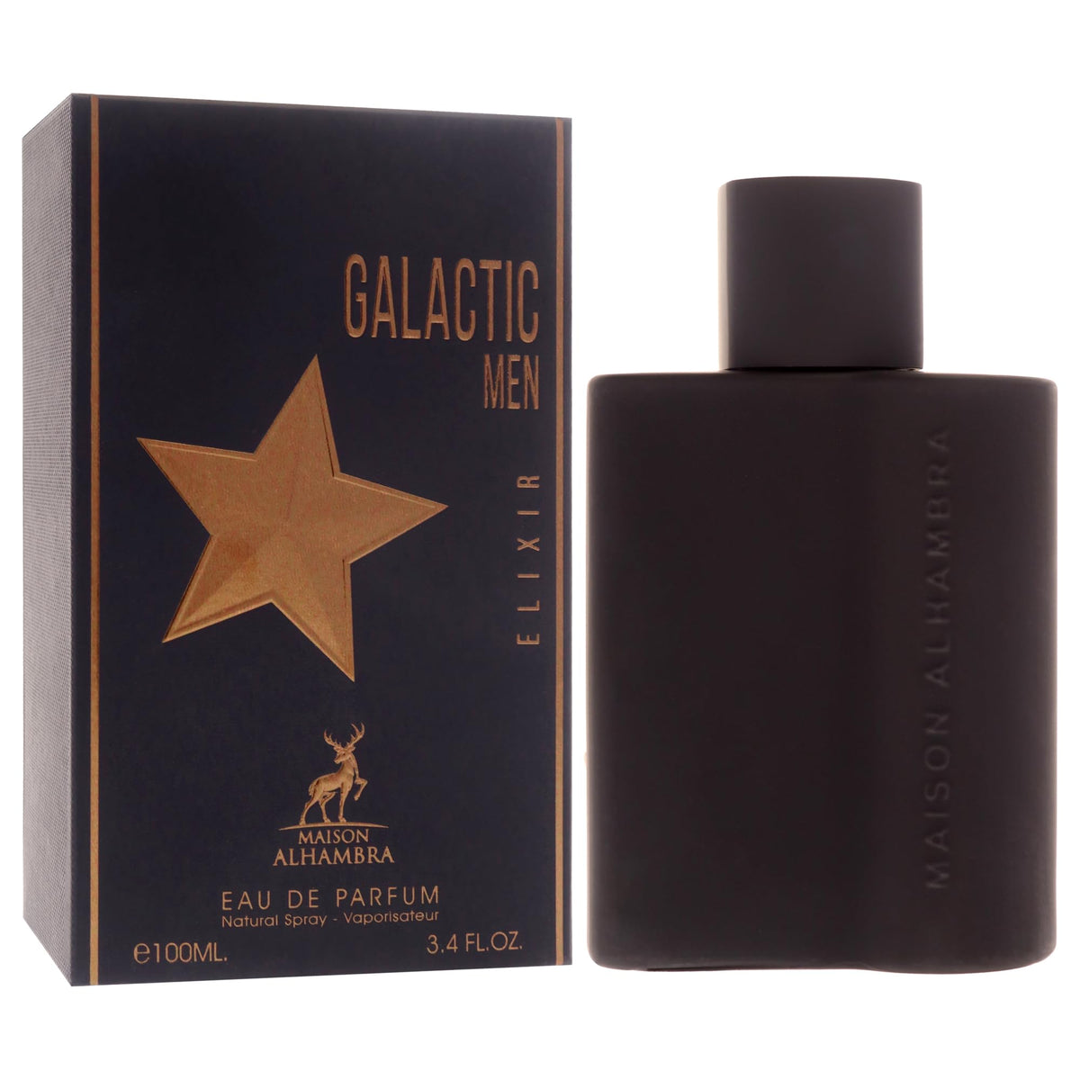 Maison Alhambra Galatic Elixir packaging with elegant design
