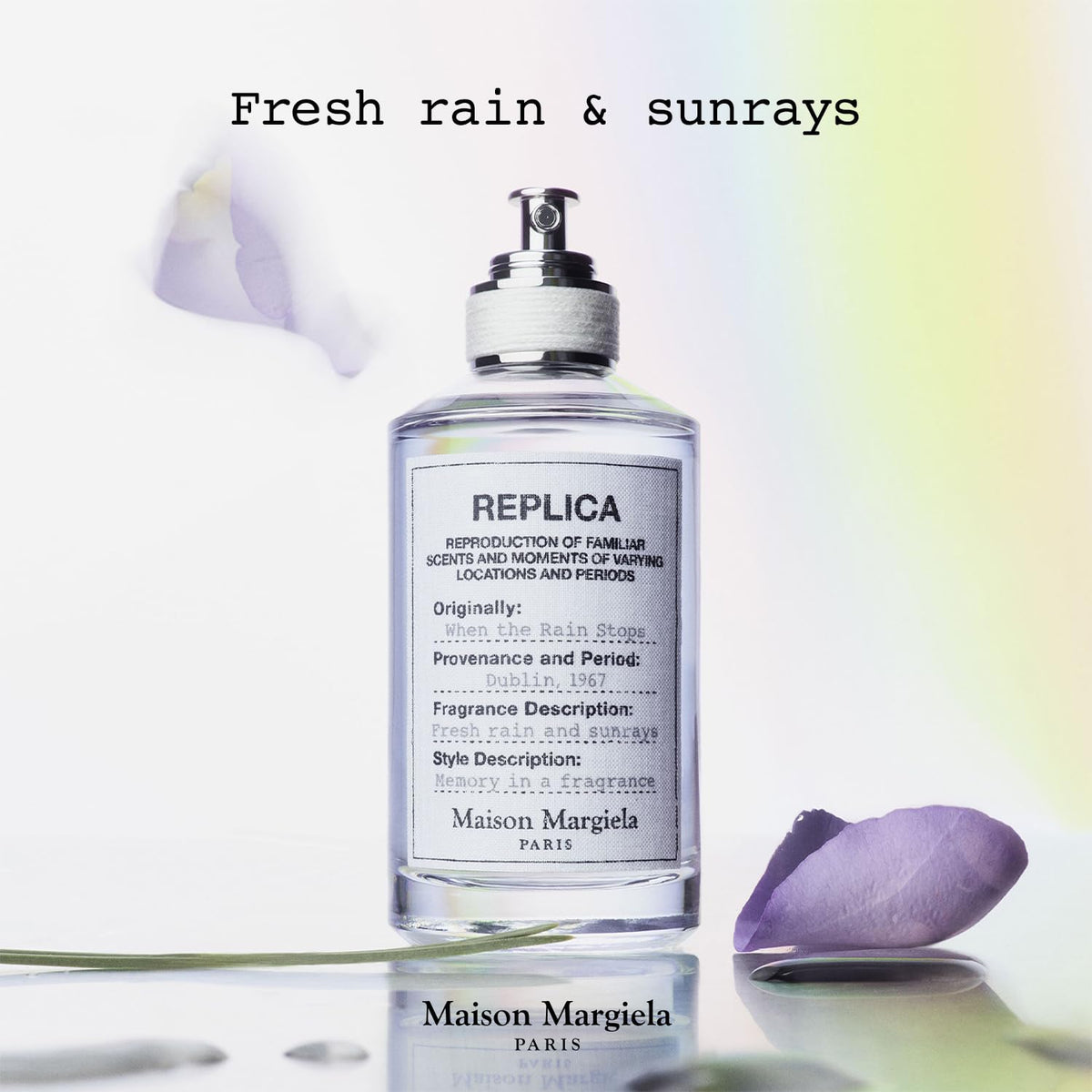 Maison Margiela Replica When the Rain Stops Eau de Toilette on a vanity