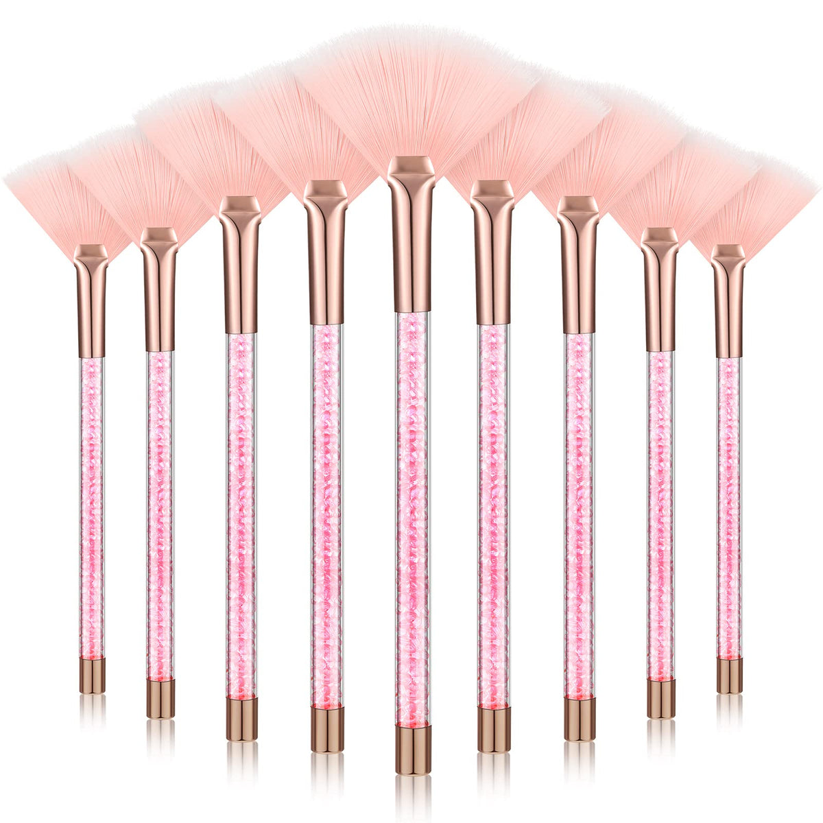 Maitys 9 Pieces Facial Fan Mask Brushes set in pink