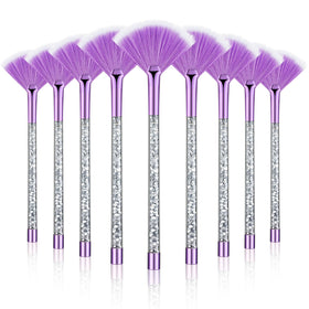Maitys 9 pieces facial fan mask brushes set in purple and silver