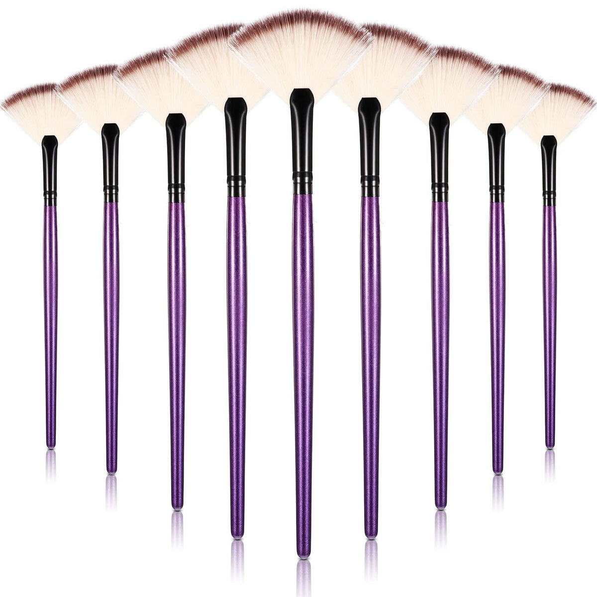 Maitys 9 Pieces Facial Fan Mask Brushes set with purple bristles
