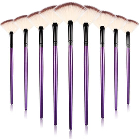 Maitys 9 Pieces Facial Fan Mask Brushes set with purple bristles
