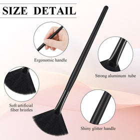 Maitys Facial Fan Brush in a cosmetic bag for easy transport