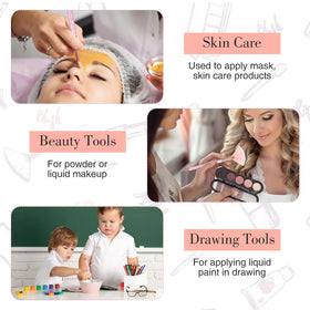 Maitys facial fan brush in use on a model's face