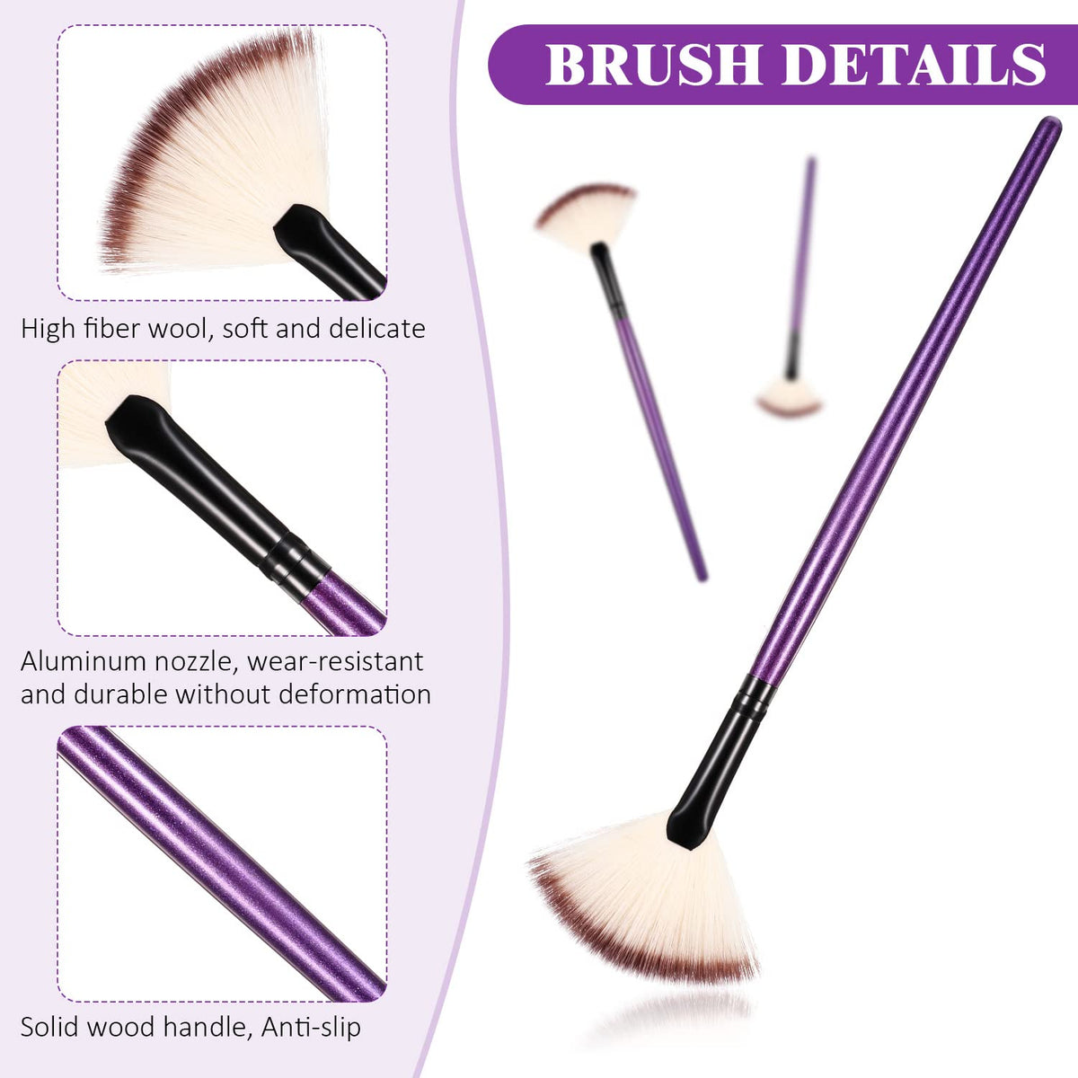 Maitys facial fan brushes in a cosmetic bag