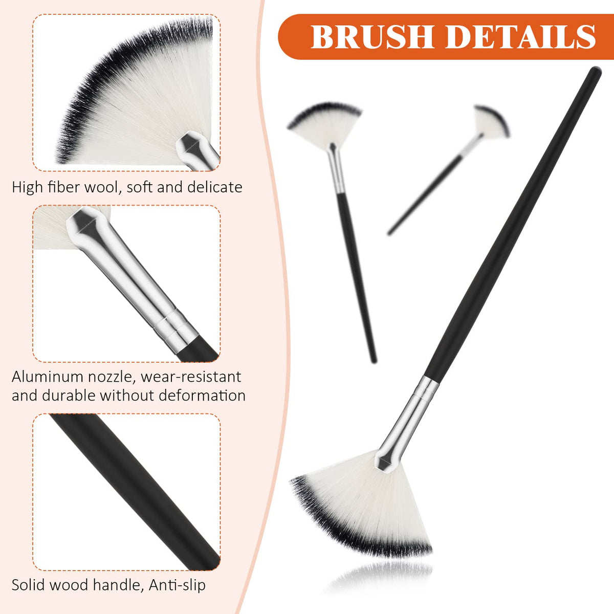 Maitys facial fan brushes in a cosmetic bag