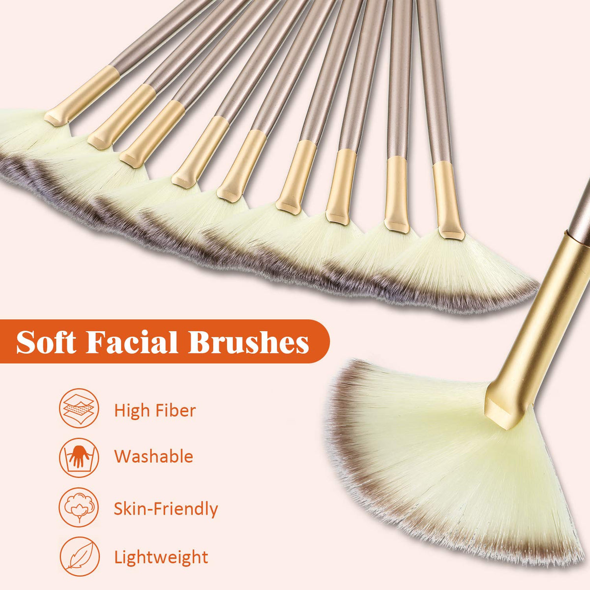 Maitys facial fan brushes with protective covers