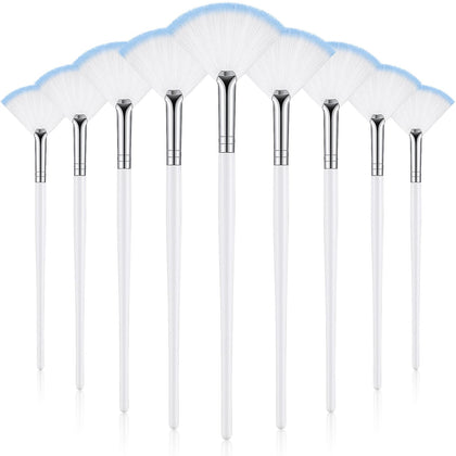 Maitys Facial Fan Mask Brushes Set - 9 soft applicator tools in white and blue