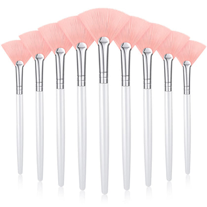 Maitys Facial Fan Mask Brushes Set - 9 soft applicators in pink and white