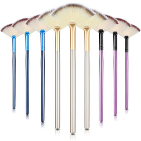 Maitys Facial Fan Mask Brushes set of 9 in blue, purple, and champagne